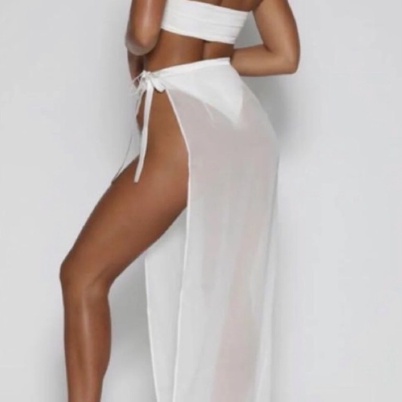 Meshki Other - Meshki White Sheer Swim Coverup Skirt